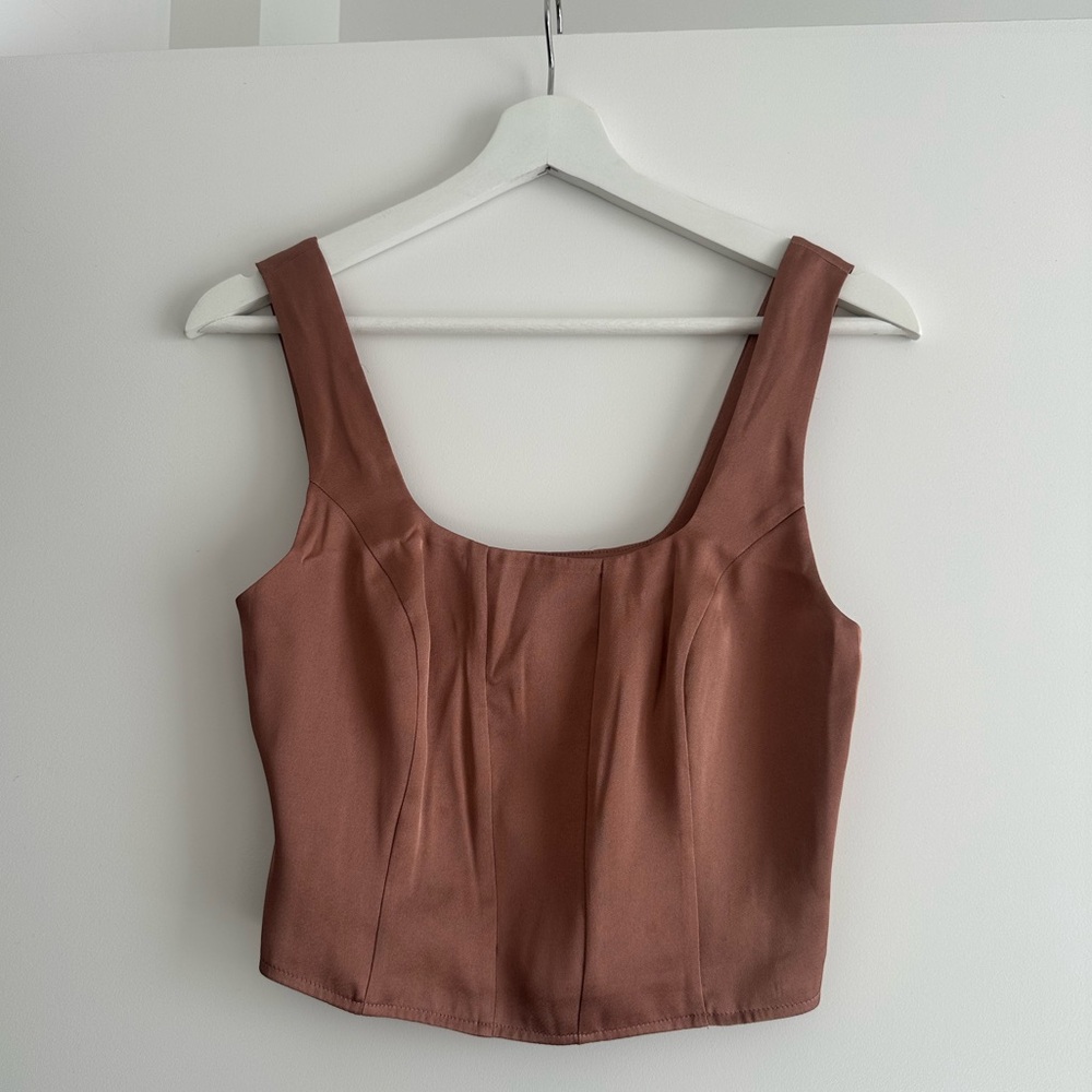 Express pink satin-like crop top size XS